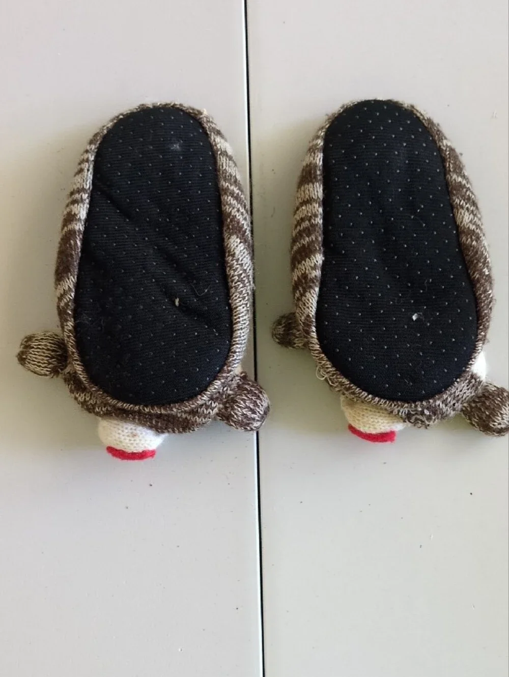 Kids Brown & Cream Monkey Slipper Socks